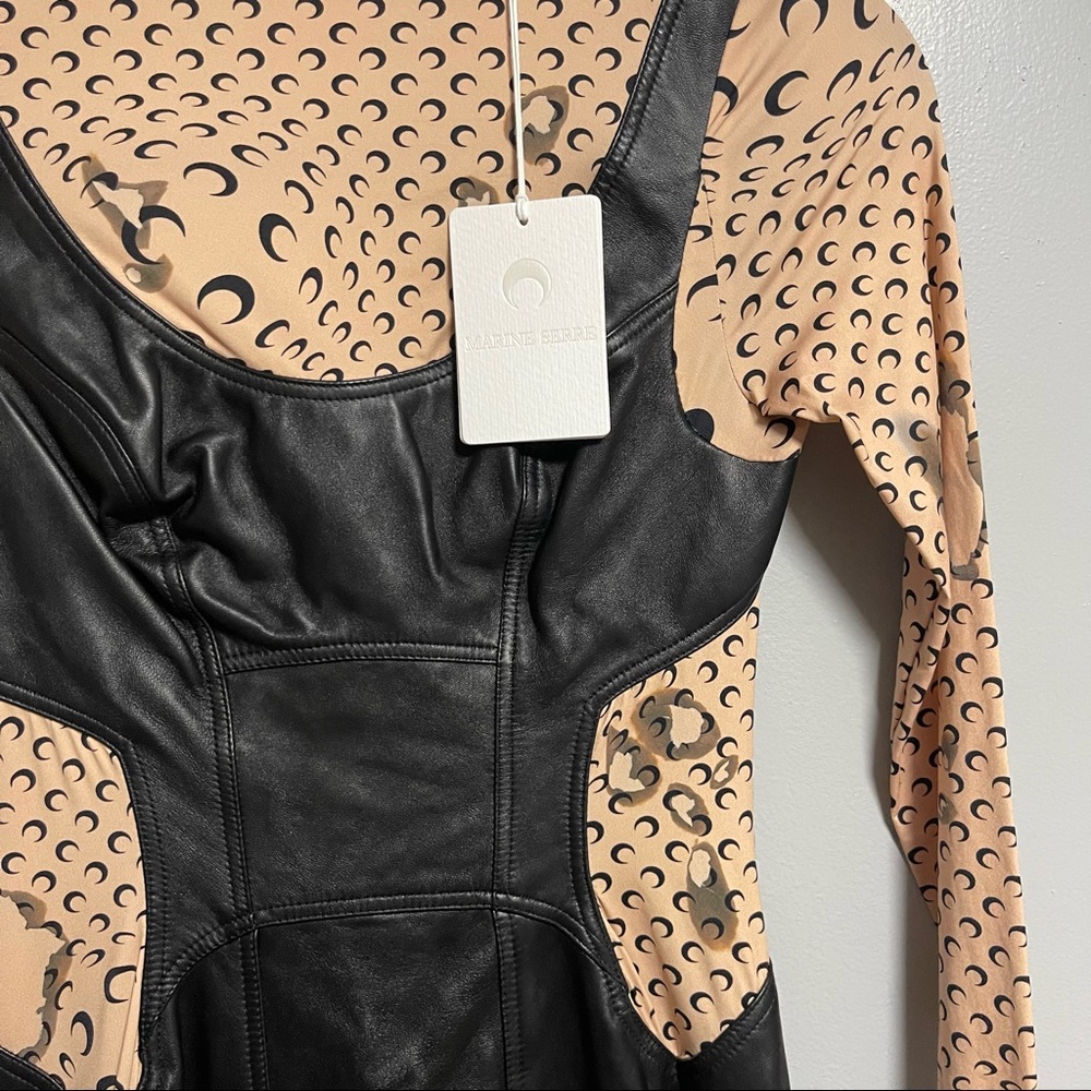 MARINE SERRE REGENERATED LEATHER HYBRID STRETCH DRESS - Picture 7 of 8